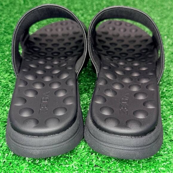 ZEBA Black Massaging Leather Sandals Men’s 10 Comfort Footbed ZS2202A NEW main image 5